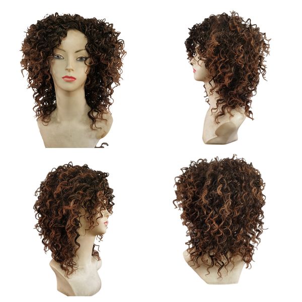 

Black Women Wigs Like Human Hair Wigs Cheap Wigs Glueless Wigs Pre Plucked 14 Inches Kinky Curly Light Brown, Red