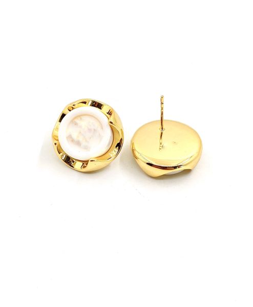 

2023 fashion new designer studs luxury round white studs brass material elegant charming everything no box, Golden