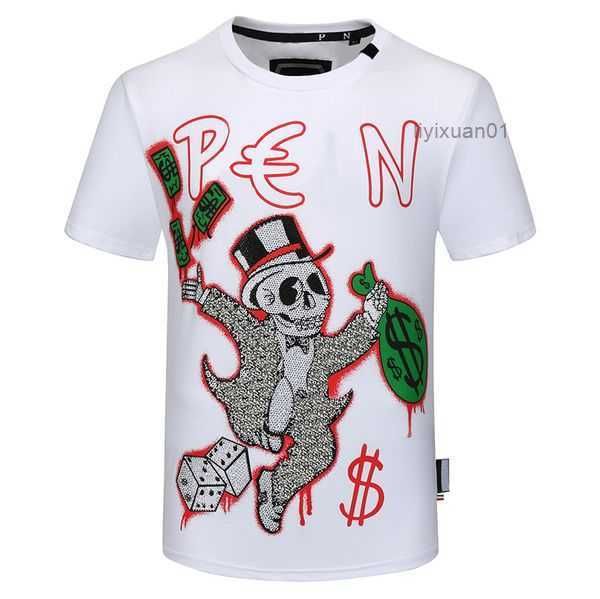 

phillip plain summer men's t-shirts fashion designer shirts for men qp letter embroidery mens women clothing short sleeved tees 19 hrl, White;black