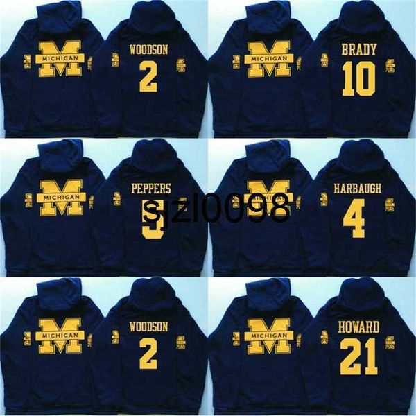 

sj98 men michigan wolverines coollege jersey 5 jabrill peppers 4 jim harbaugh 10 brady 2 charles woodson 21 howard jerseys hoodies sweatshir, Black