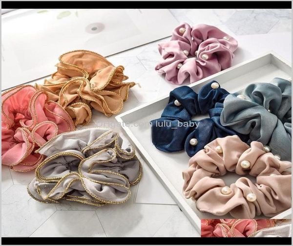 

women chiffon big scrunchies solid hair ties lace elastic hair bands summer headwear girls black cotton hair accessories qeloc q3k1783201