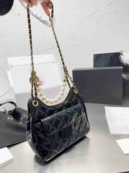 

new hobo gold coin bag single shoulder pearl chain sheepskin material hardware