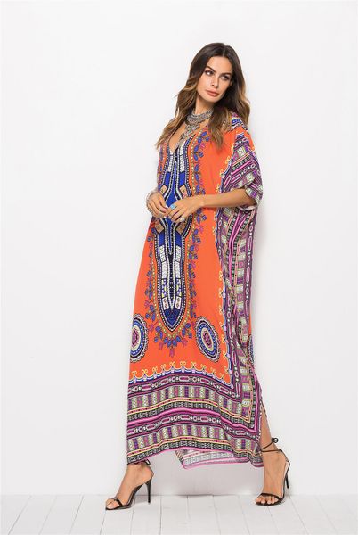 

dresses 2021 spring and summer women's clothing dress plus size south american style printed casual fashion robe beach dress, Black;gray