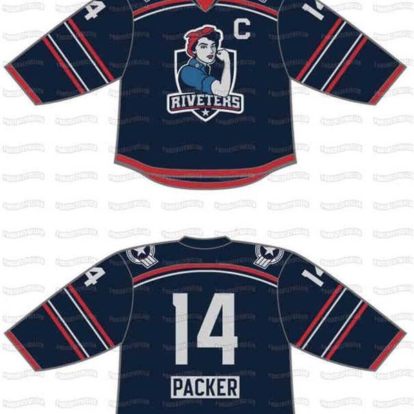 

c2604 c202 metropolitan riveters 2021 22 hockey jersey men women youth custom any number any name, Black