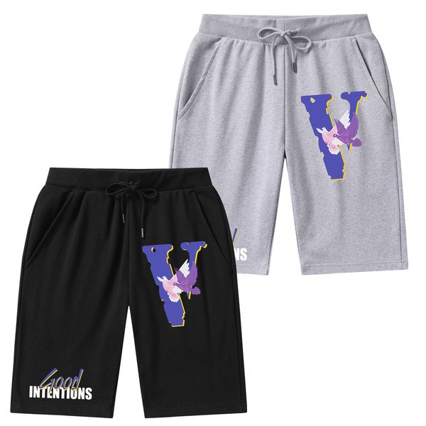 

vlone men's casual sports five pants berserks guts hip hop skateboard shorts cartoon graphics shor pants plus size gym shorts, Black