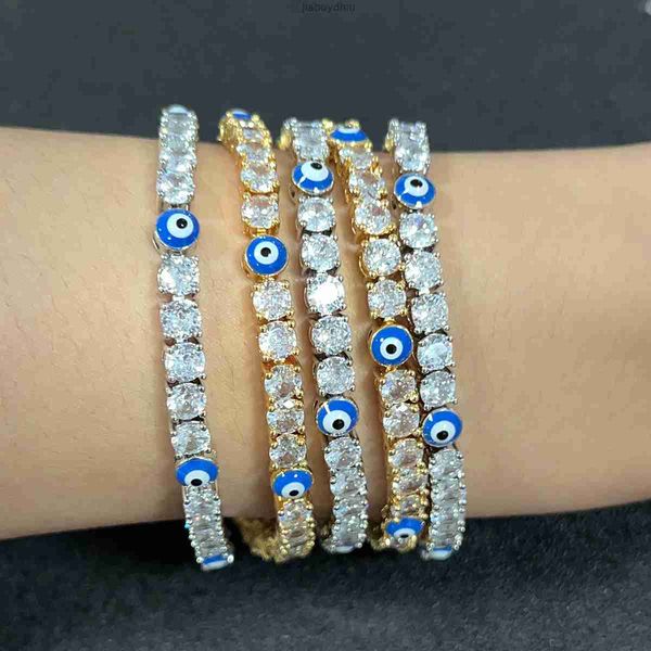 

new arrival turkish blue eye bracelet anklet aaa cz iced out tennis bracelets wholesale women jewelries, Silver