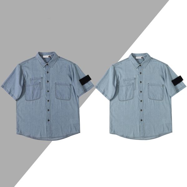 

2023 united states european men deinim shirt designer casual brand short shirts classic inverted triangle loose imported high-quality summer, White;black