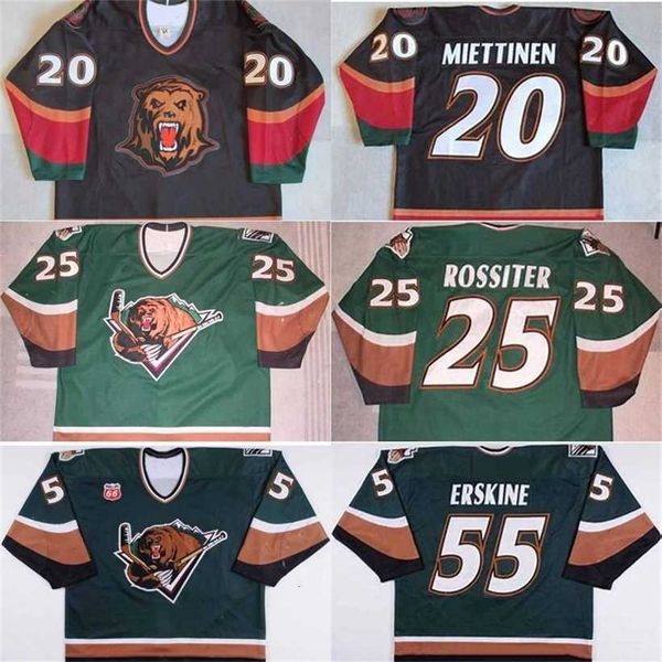 

c2604 mit custom utah grizzlies 55 john erskine 20 antti miettinen 25 kyle rossiter mens womens youth 100% embroidery custom ice hockey jers, Black