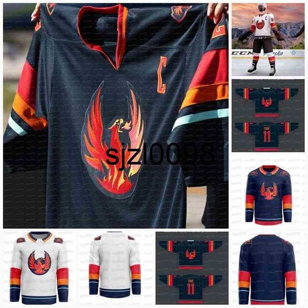 

sj98 coachella valley firebirds 2022 inaugural season hockey jersey custom any number any name jersey, Black