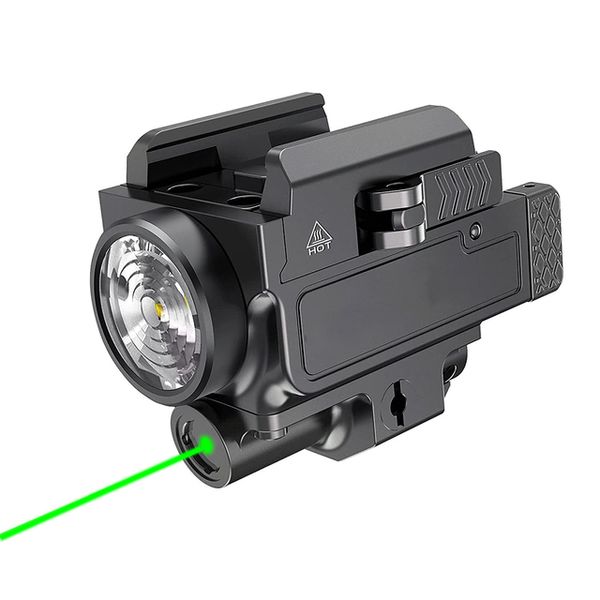 

800 lumens light green red laser sight combo tactical pistol light usb rechargeable flashlight for hunting -green laser