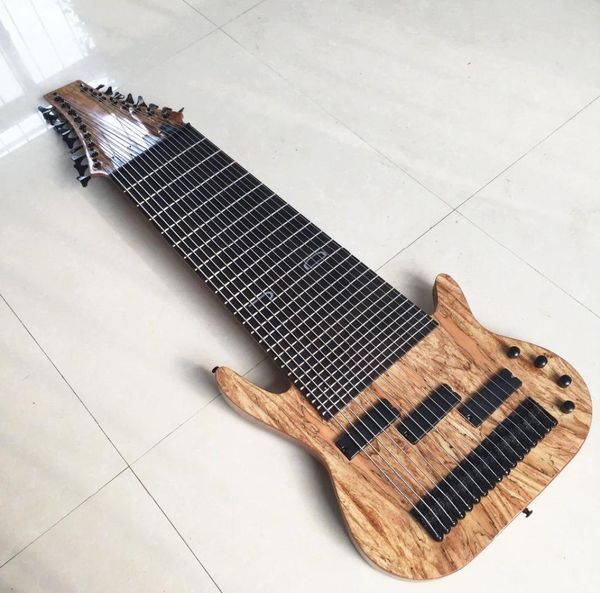 

custom shop 17 strings natural wood electric bass guitar one piece body bass black hardware china electric bass guitar 2483027