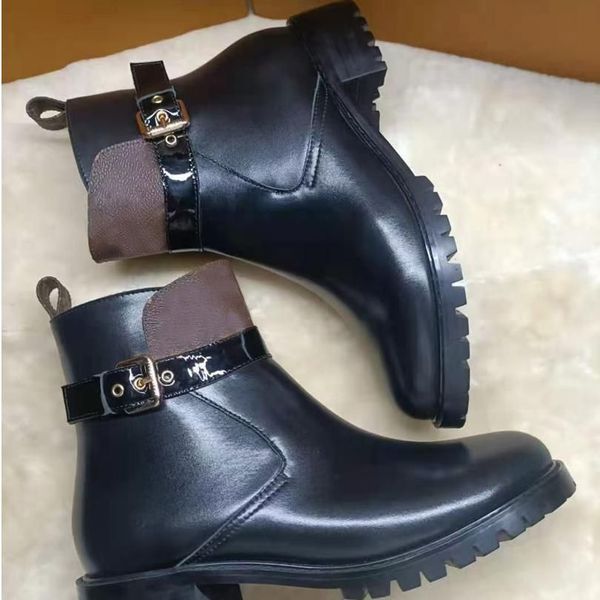 

martin boots ankle boot women designer shoes autumn winter woman flat bottom travel belt buckle 100% leather lady letter black soft cowhide