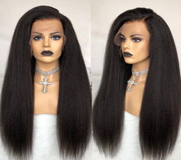 

kinky straight wig full lace human hair wigs for black women 250 density u part wig yaki full lace wig lace front wigs everbeauty8633498, Black;brown