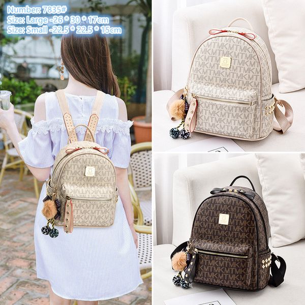 

Wholesale factory ladies shoulder bags 2 colors street personality rivet punk backpack everyday Joker leather handbag trend letters contrast color handbags, Beige-small-7835#