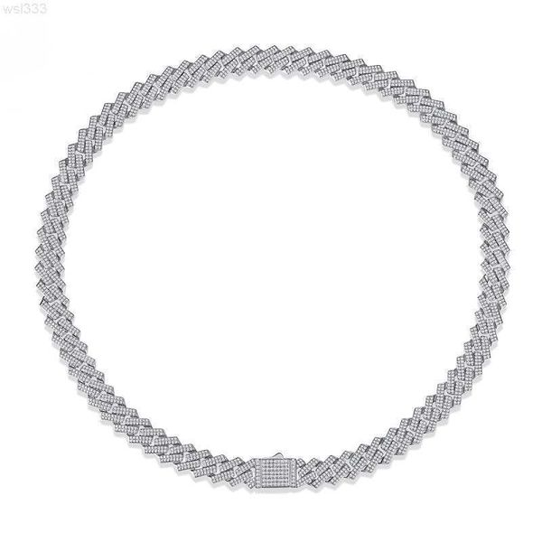 

s925 silver plating moissanite cuban chain men necklace
