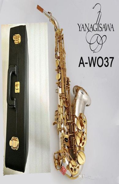 

japan yanagisawa alto saxophone awo37 silver plated gold key body beautifully carved alto sax professional playing instrument6939324