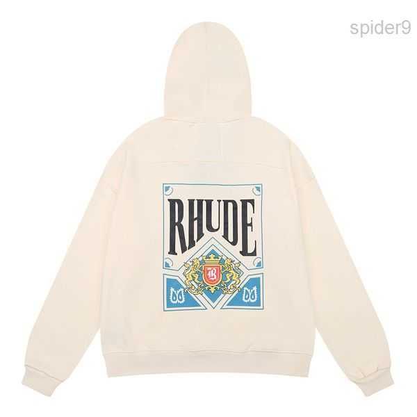 

designer rhude hoodie mens rhudes hoody hooded sweatshirt felpa niche fashion brand sudadera autumn winter long sleeve round neck pullover b, Black