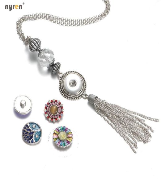 

xl0600 fashion snap button jewelry pendant statement necklace with link chain fit 18mm ginger snaps button necklace women7457795, Silver