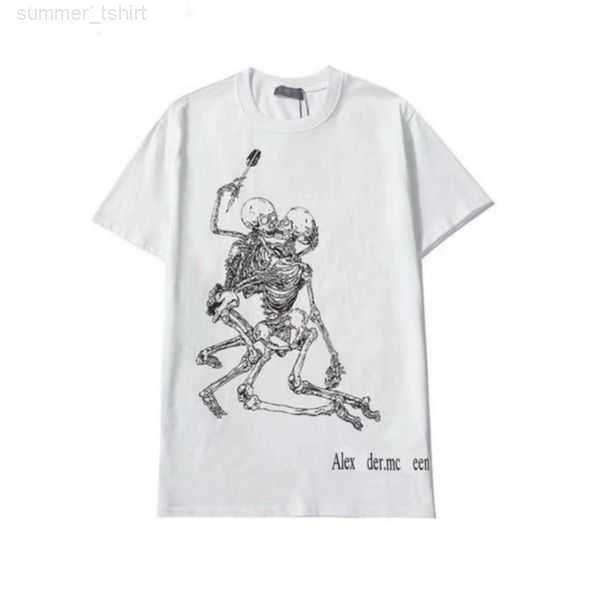 

summer women men designer mcqueen mens t shirt men's tshirt embroidered fashion 100% cotton badge womens designer clothes mcqueen shirt, White;black