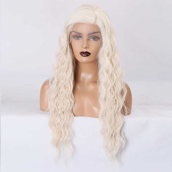 

woman 26inches lace front synthetic wigs for black women platinum blonde lace wig heat resistant synthetic wig natural looking 230524, Black;brown