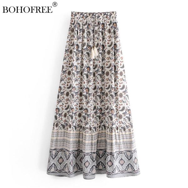 

dresses bohemian floral hippie fadal casual beachwear rayon cotton tassel maxi skirts women's skirt, Black;gray