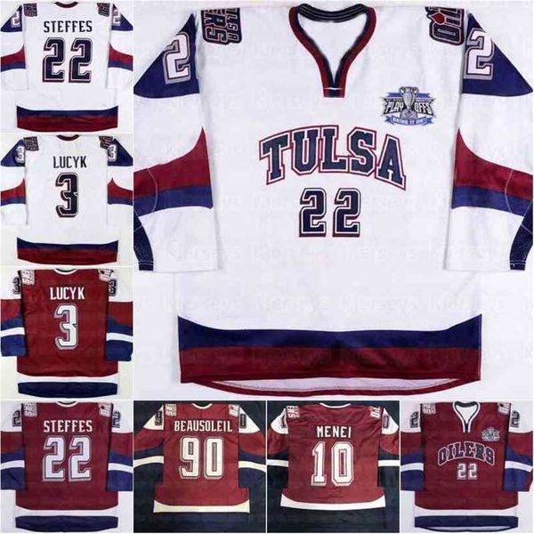 

c2604 22 gary steffes tulsa oilers hockey jerseys luke lucyk ryan menei anthony battaglia michel beausoleil cramer ben gordon retro jersey, Black