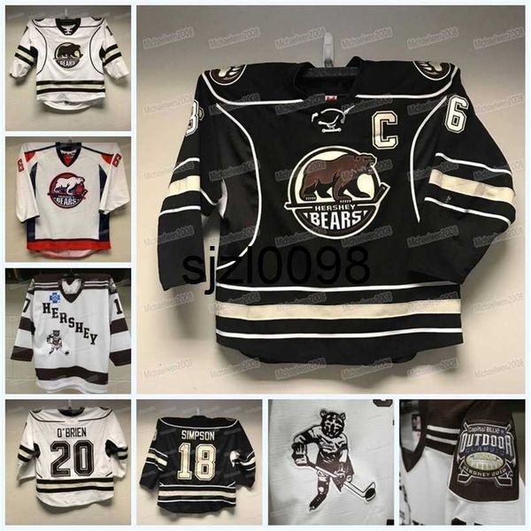 

sj98 custom hershey bears hockey jersey ahl tobias geisser dylan mcilrath drake rymsha michal kempny kody clark mason morelli, Black