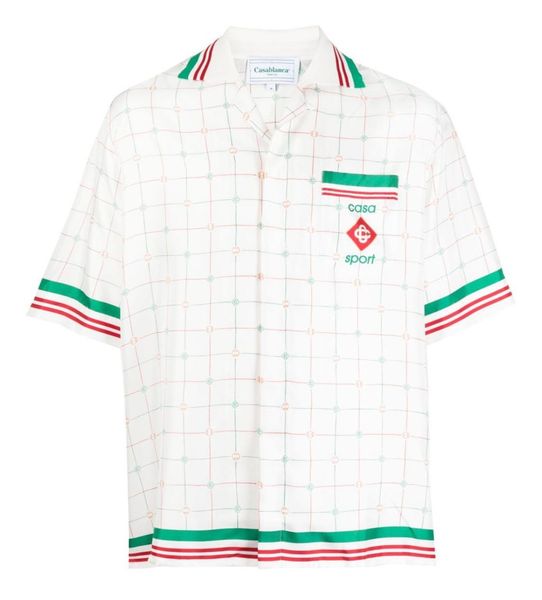 

casablanca men designer shirts 23ss casa sport button up shirt silk plaid print long sleeved tshirt casablanc polos, White;black