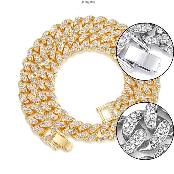 

men's hip hop 13mm cuban chain necklace full iced out link jewelry, Silver