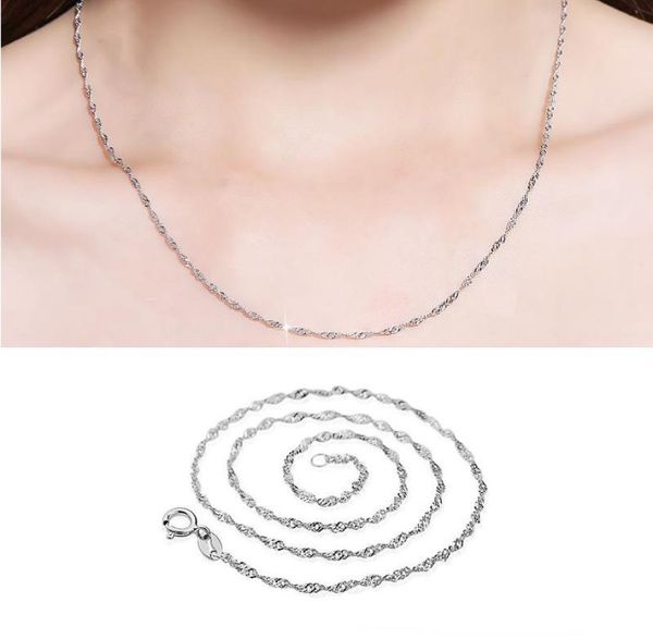 

925 sterling silver smooth water wave chains women luxury choker necklaces fashion jewelry in bulk size 16 18 20 inches7225000