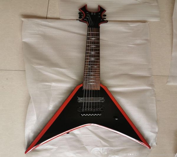 

new 7 string electric guitar flyingvmodel passive pickups in black burst 1911057786460