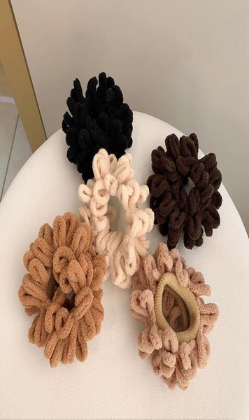 

autumn and winter new female plush fold tied hair high elasticity simple versatile towel rubber band not hurt hair headdress8137795, Pink