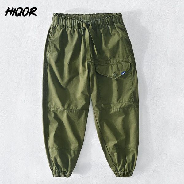 

pants hiqor mens cargo pants multiple pocket male trousers army green outdoor joggers pant 100% cotton plus size tactical pants man, Black