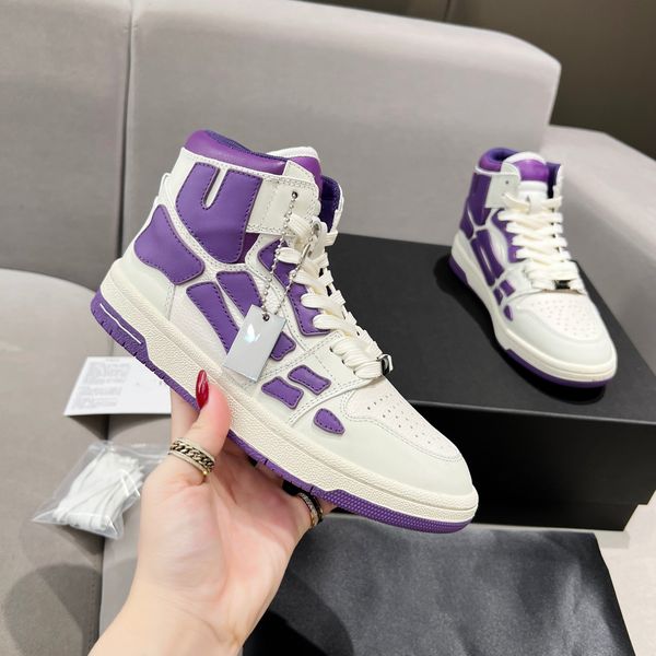 

amri skel high-couple shoes classic bone pattern paired with cowhide high-quality designer versatile sneakers, Black
