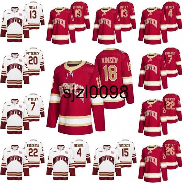 

sj98 18 ryan barrow denver pioneers ncaa college hockey jersey brett stapley glenn anderson emilio pettersen ian mitchell paul stastny matt, Black