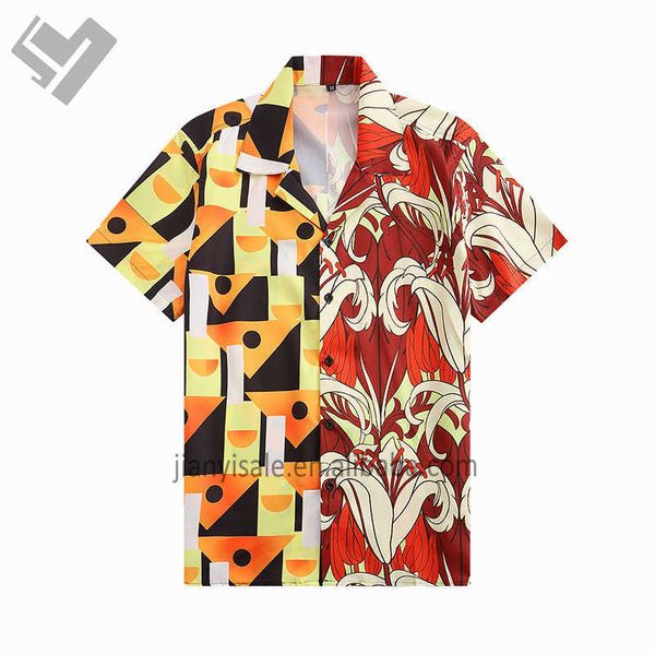 

designer sale new print men's shirts famous brand summer short sleeve luxury blouses hawaiian shirt edf, White;black