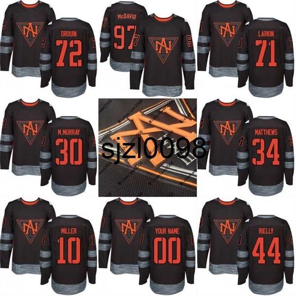 

sj98 north america 2016 world cup of hockey jersey 23 sean monahan 27 ryan nugent-hopkins 29 nathan mackinnon custom hockey jerseys, Black