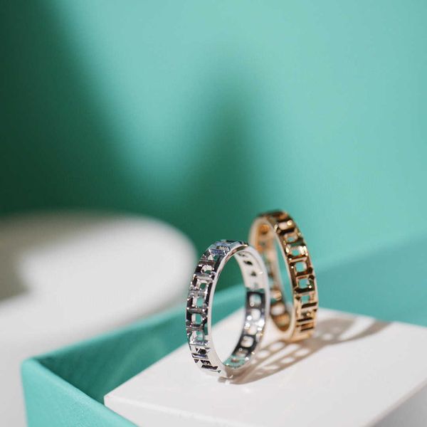 

original new v gold tiffay narrow edition true ring cnc sculpture 18k rose round full diamond couple, Silver