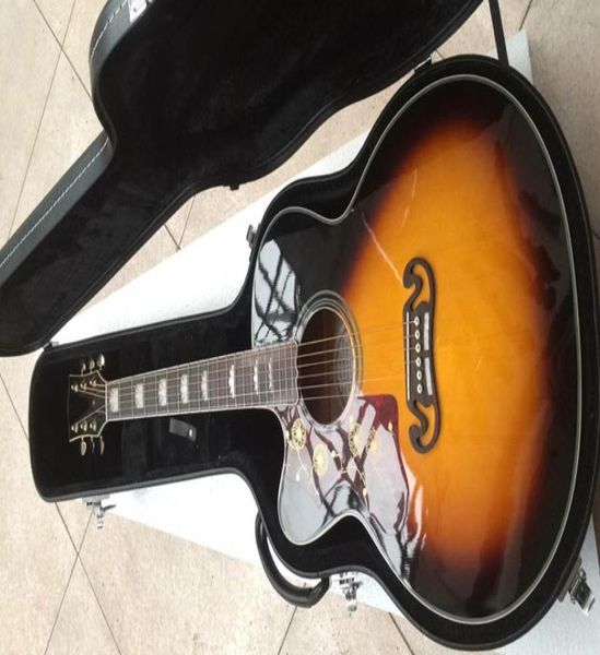 

oem left handed 43 inch jumbo sunburst color acoustic electric guitarsolid spruce china made j200 style guitars1532279