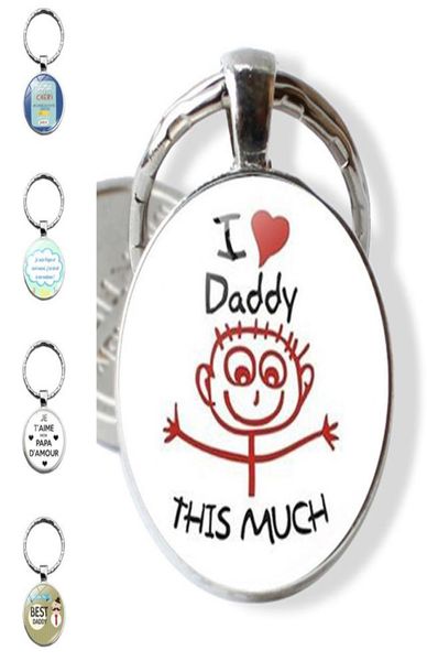 

i love daddy time gem pendant keychain metal key ring father039s day gift father papa grandpa keyrings9608201, Silver