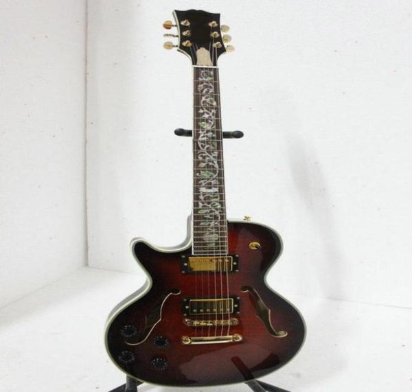 

black cherry hollow left hand jazz guitar flower fingerboard6737076