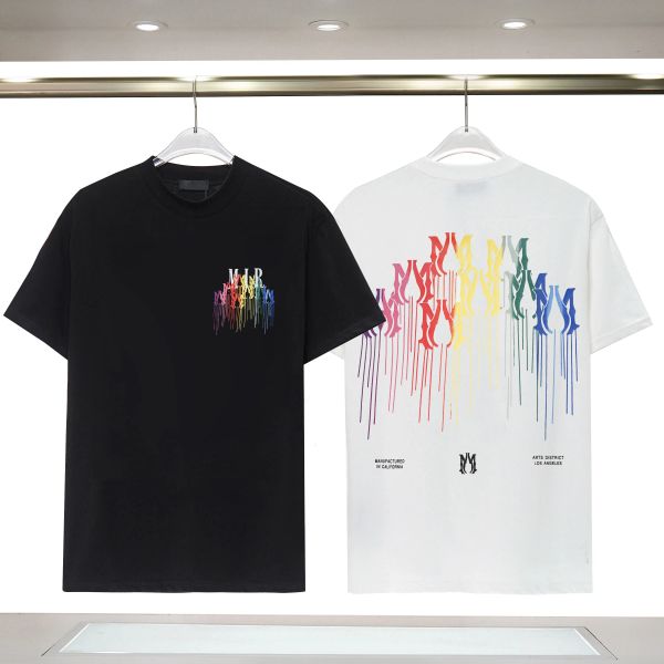

men's casual t-shirts fashion letter drip collage print tshirts men women designer streetwear tee shirts men hip hop crew neck t-shirts, White;black
