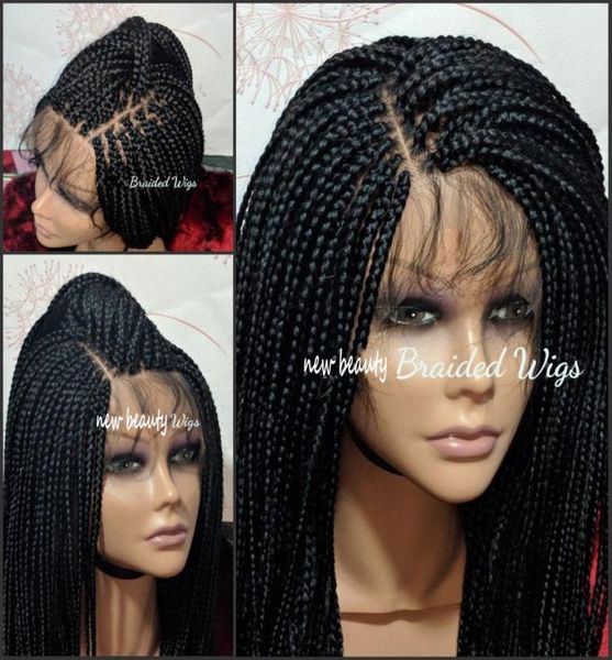 

whole synthetic braided lace front wigs hand tied box braid wigs with baby hair heat resistant for african american wome6546957, Black