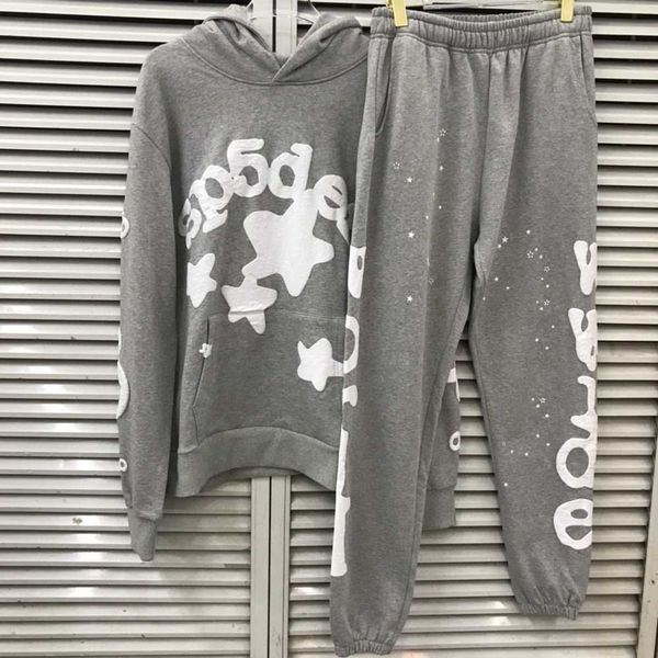 

designer sp5der 555555 youth hoodie thdp 555555 sportswear set mesh shirt sports pants 2023 new factory sales, Black