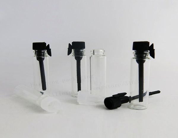 

100 x 1ml mini glass perfume bottle small parfume sample vials tester trial perfume bottle with clear black sers7004159