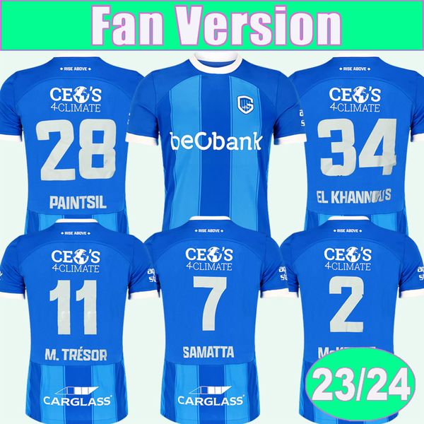 

23 24 krc genk heynen mens soccer jerseys samatta mckenzie paintsil m.tresor cuesta home blue shirts short sleeve aldult uniforms, Black;yellow