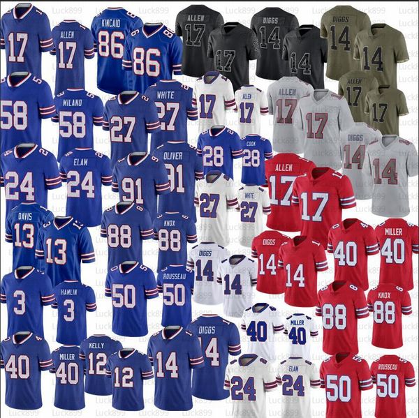 

josh allen football jersey gabriel davis poyer miller kaiir elam james cook stefon diggs khalil shakir dawson knox tredavious white beasley, Black;red