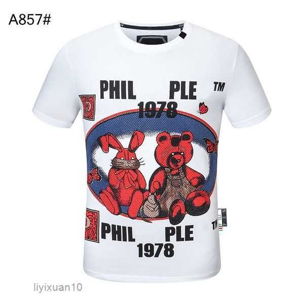 

phillip plain tees men's t-shirt summer fashion designer long sleeve luxury letter cotton clothing short 16 wtgt, White;black
