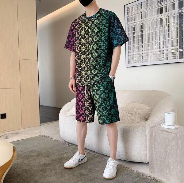 

designer fashion sport men tracksuits t shirtspants running shorts sets clothes sports joggers suits, Gray