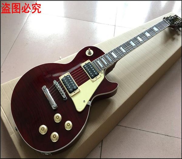 

new standard lp custom shop wine red electric guitar tiger flame standard solid mahogany body real po shows2976555